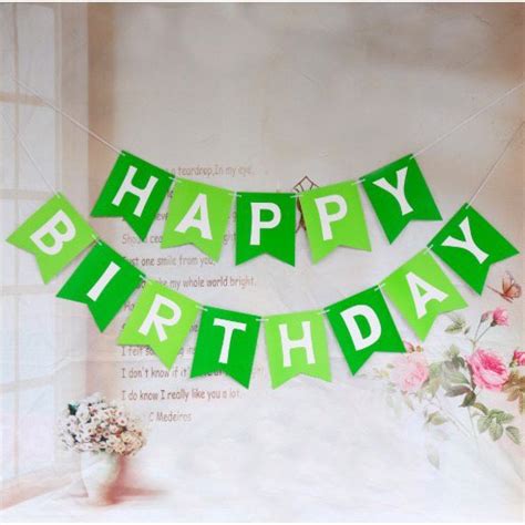 Green Happy Birthday Banner, Hobbies & Toys, Stationary & Craft ...