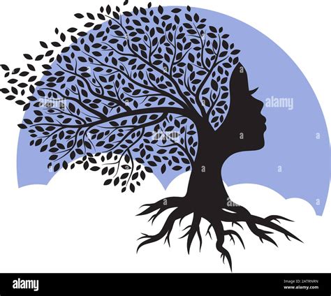 tree with female face, vector graphic design element Stock Vector Image ...