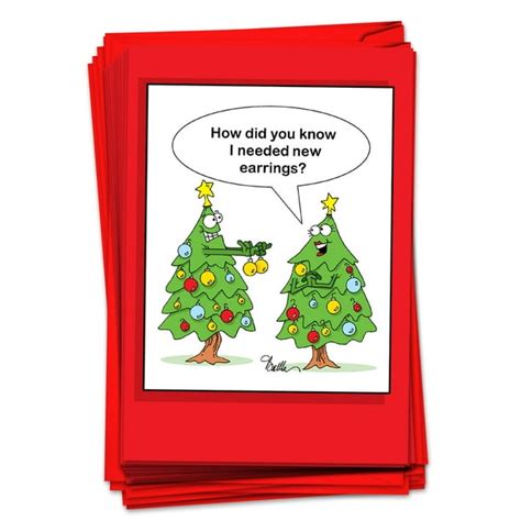 12 Christmas Greeting Cards Boxed - Funny Xmas Tree Humor, Bulk Holiday ...