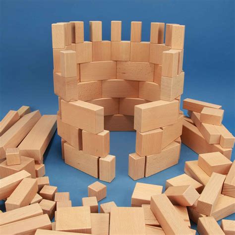 Set of 140 large wooden building blocks | Wooden blocks for beginners ...