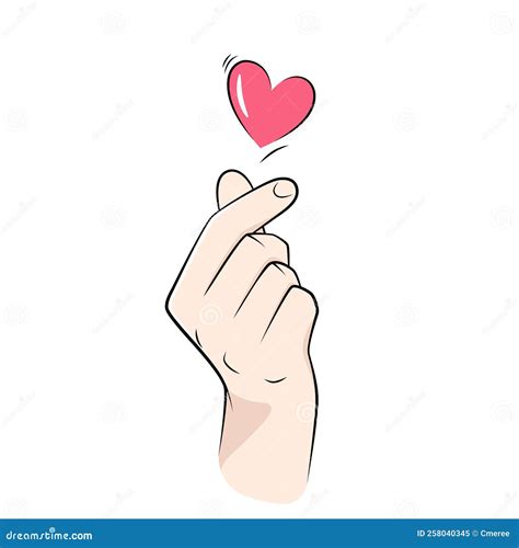 Korean finger heart stock vector. Illustration of style - 258040345