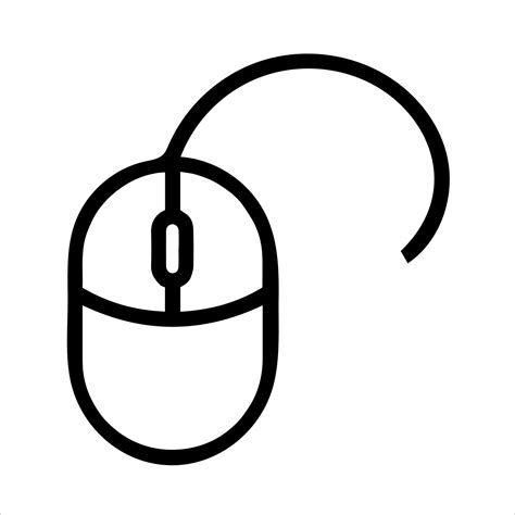 Pictogram computer mouse. Flat black outline vector on white isolated ...