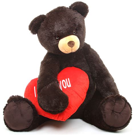 Baby Heart Tubs 42" Chocolate Teddy Bear w/ I Love You Brown Heart ...