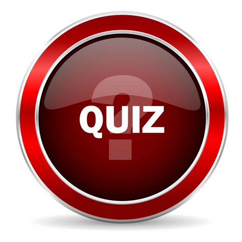 quiz red circle glossy web icon, round button with metallic border