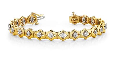 Floating Diamond Box Diamond Bracelet In 14K 18K Yellow White Or Rose Gold