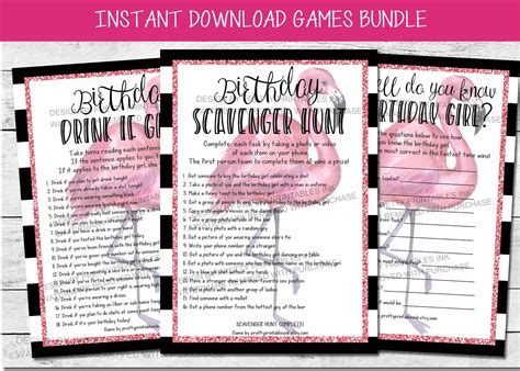 Printable Adult Birthday Games Fun Birthday Party Games 21st Birthday ...