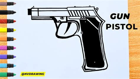 How to Draw A Gun/Pistol | Pistol Drawing | Simple Gun Drawing ...