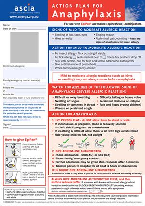 ASCIA Action Plan: Anaphylaxis - Australasian Society of Clinical ...