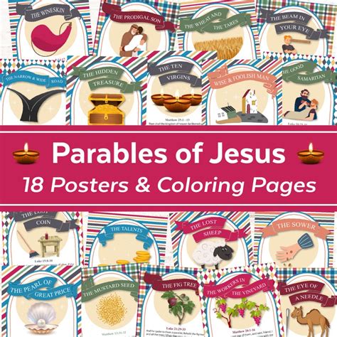 The New Testament Parables of Jesus Posters and Coloring Pages - Etsy