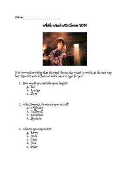 Harry Potter Wand Quiz & Descriptive Writing Task by izzytheteacher