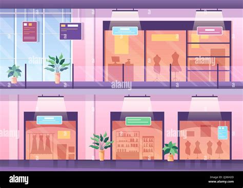 Shopping Mall Modern Background Illustration with Interior Inside ...