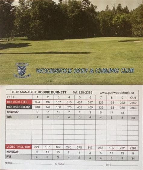 Scorecard | Woodstock Golf and Curling Club