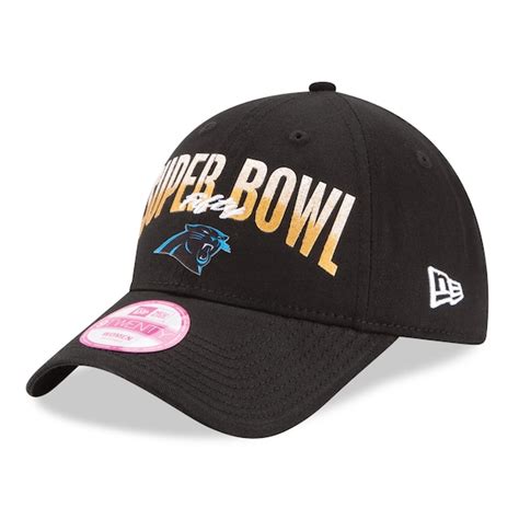 Women's Carolina Panthers New Era Black Super Bowl 50 Bound 9TWENTY ...