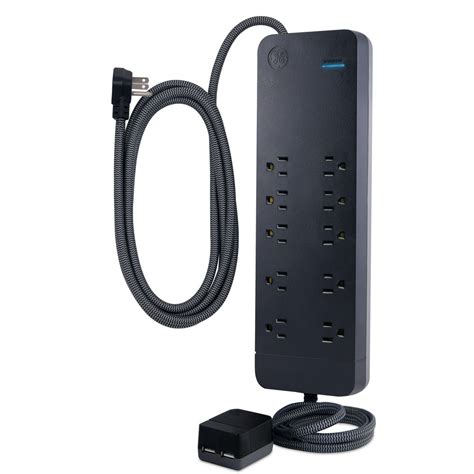 GE UltraPro 10-Outlet Surge Protector with 8 ft. Designer Braided ...