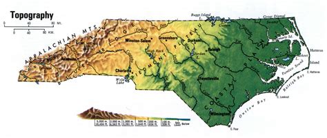 North Carolina topographic map.Free topographical map of North Carolina