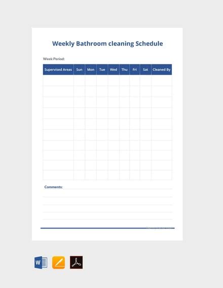 FREE Bathroom Cleaning Schedule Template - PDF | Word (DOC) | Excel ...