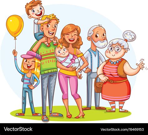 My big family together funny cartoon character Vector Image