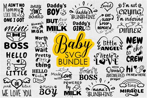 Baby SVG Bundle, Baby Onesie Funny Quote SVG cut files (910383) | Cut ...