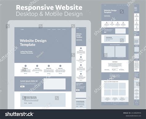 Design Website Template Business Responsive Desktop Stock Vector ...