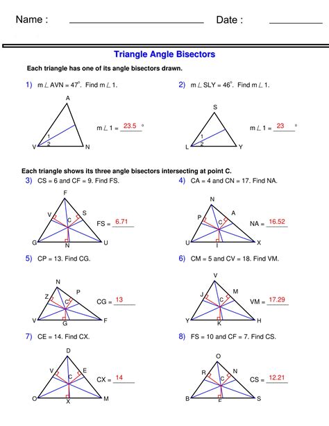 Angle Bisectors - Triangle Worksheets | Made By Teachers