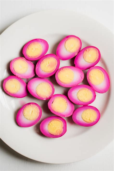 Beet Pickled Deviled Eggs - Abra's Kitchen