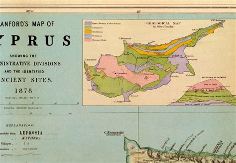 Cyprus Map, Historical Map of Cyprus, Decorative Cypriot Gift, Wall Map ...