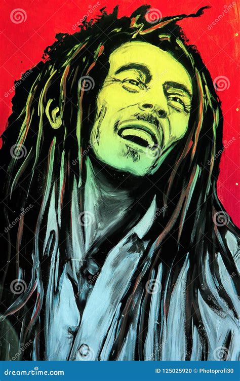 Graffiti Bob Marley Portrait Editorial Image - Image of ghetto ...