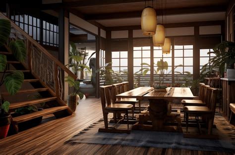 Premium AI Image | 3d house interior design with japanese style