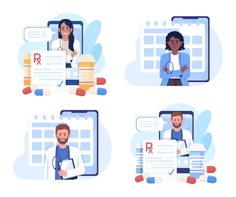 Telemedicine flat concept vector illustration set. Online medical ...