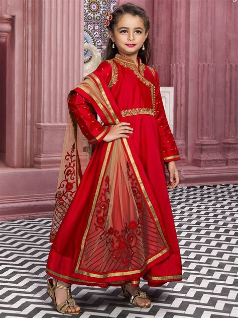 Red Silk Alluring Wedding Wear Anarkali Suit for girls, girls indian ...