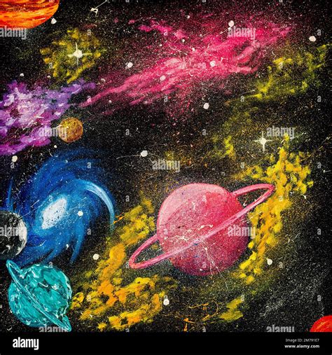 Abstract space, universe oil painting Stock Photo - Alamy