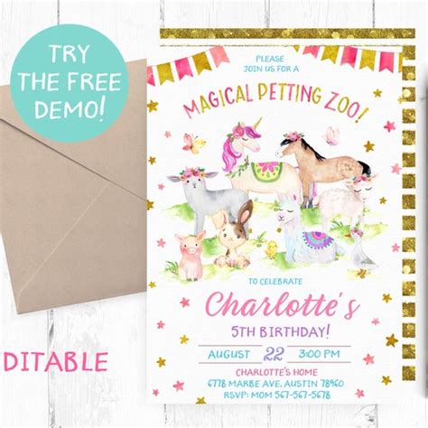 Petting Zoo Invitations Farm Birthday Invitation Farm - Etsy