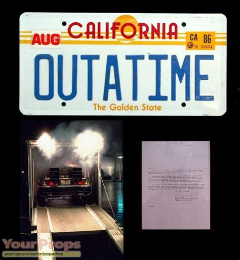 Back To The Future BTTF Outatime License Plate original movie prop