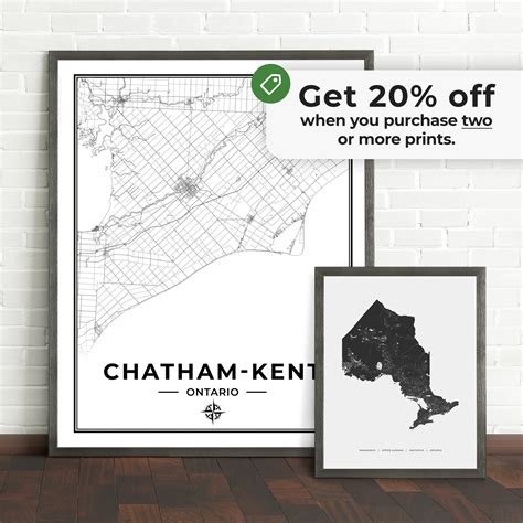 Chatham-kent Map Print Map of Chatham-kent Ontario Black & - Etsy Canada