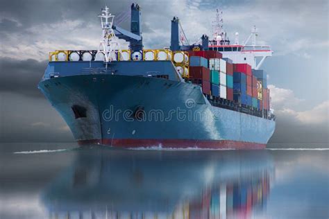 Big Ship with Container Delivery Goods Import Export Stock Image ...