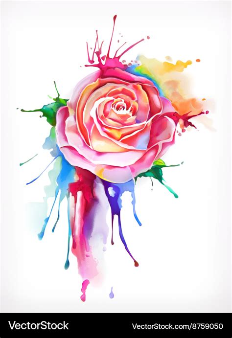 Watercolor painting rose flower Royalty Free Vector Image