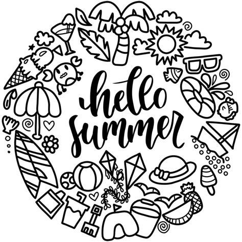 Hello summer doodle wreath 1235291 Vector Art at Vecteezy