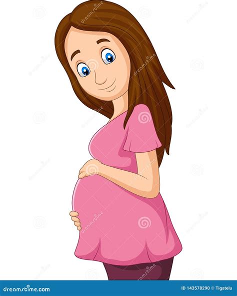 Cartoon Pregnant Woman on White Background Stock Vector - Illustration ...