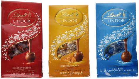 Lindt Lindor Chocolate Truffles 3 Flavor Variety Pack: (1) Lindt Lindor ...