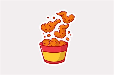 Fried Chicken Cute Cartoon Graphic by daisy things · Creative Fabrica