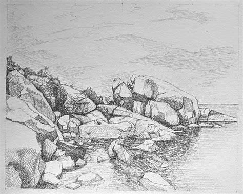 Landscape Drawing Tutorial: Rocky Oceanfront | Study Drawing