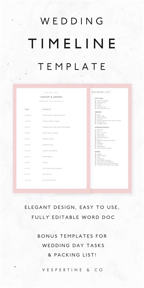 Printable Wedding Day Timeline Template - Printable Templates