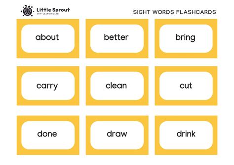 Third Grade Sight Words Flashcards - Little Sprout Art + Learning Lab