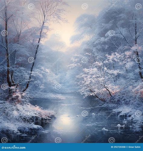 Whispering Frost - Impressionist Winter Scene with Snowflakes Stock ...