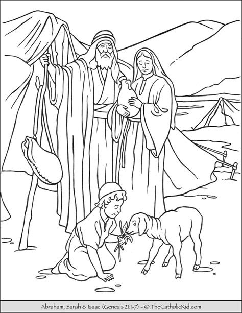 Abraham, Sarah, and Isaac Coloring Page - TheCatholicKid.com