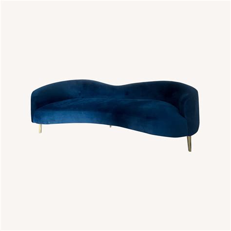 Navy Blue Upholstered Sofa - AptDeco