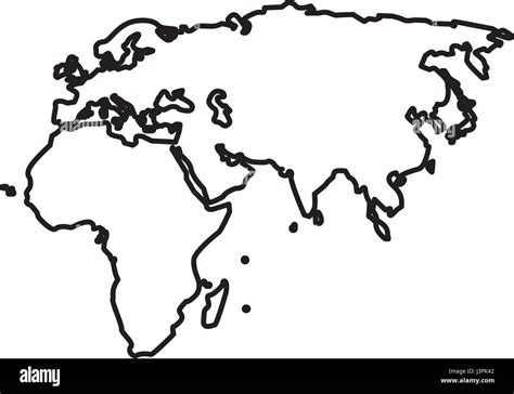 outline map european african and asian continent Stock Vector Image ...