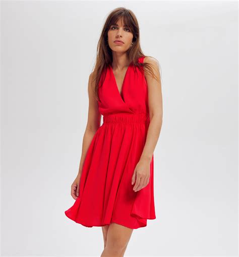 Short plain dress - Red