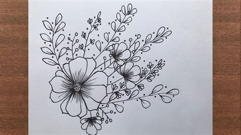 Doodle Flower Sketch Digital Download,pen And Ink Line Drawing Art ...