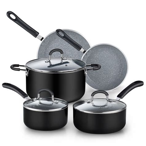 Cook N Home 8-Piece Nonstick Heavy Gauge Cookware Set, Includes ...